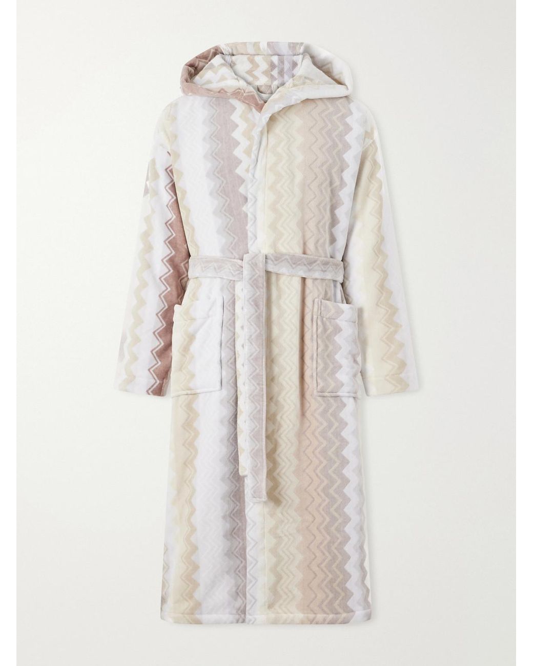 Missoni Natural Giacomo Striped Cotton-Terry Hooded Robe for men