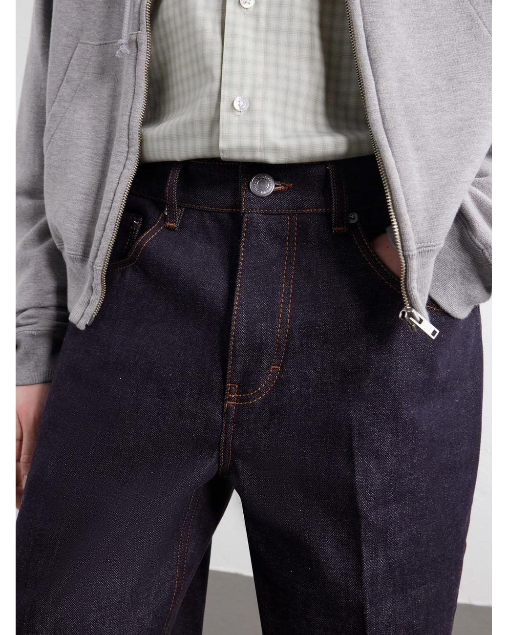 AMI Blue Parisian Straight-Leg Jeans for men