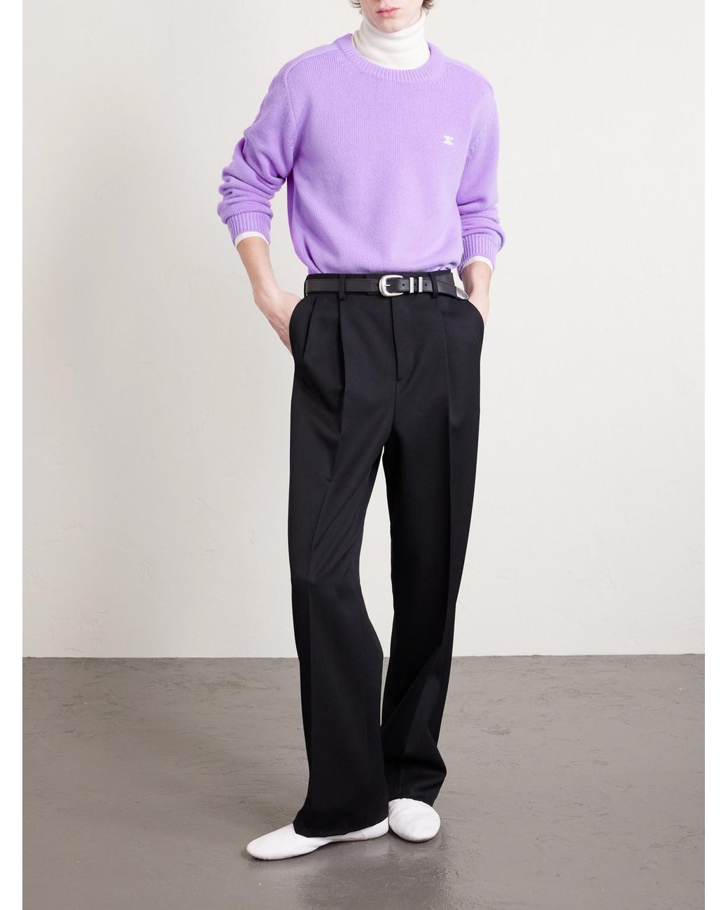 Wool And Cashmere-Blend Sweater di Céline in Purple da Uomo