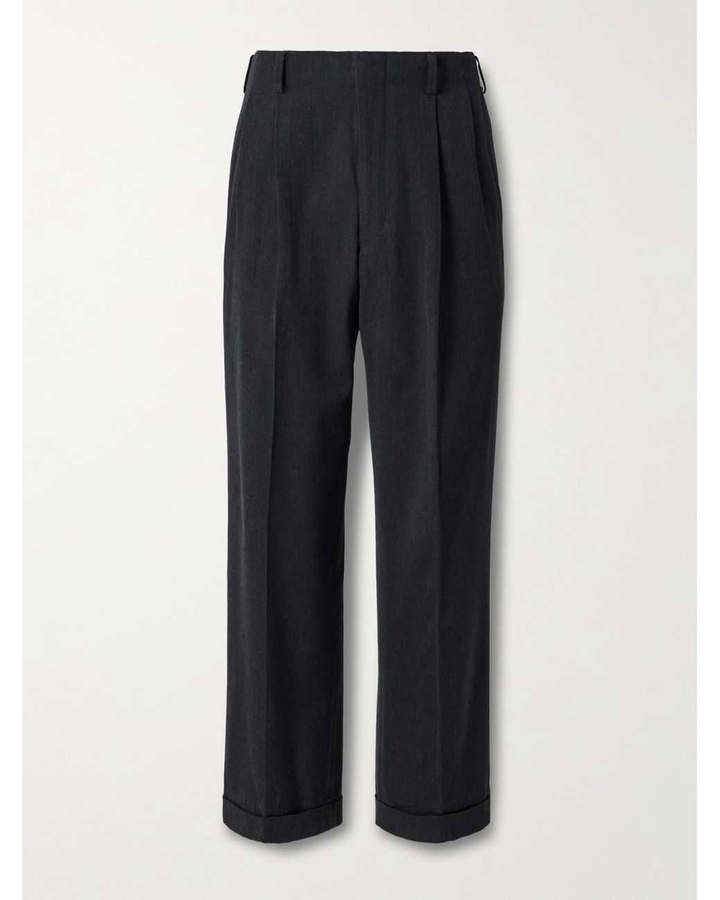 A.PRESSE Black Straight-Leg Wool-Twill Trousers for men