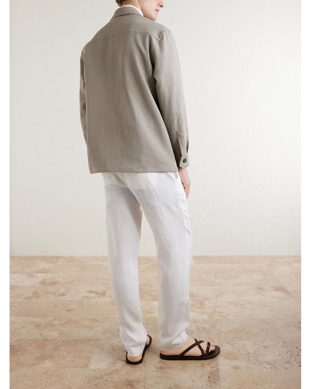 Canali Gray Linen Overshirt for men