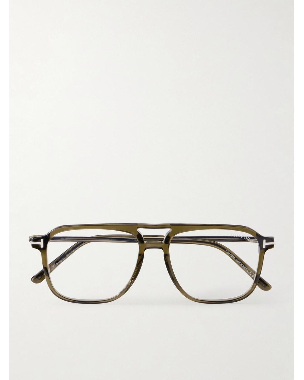 Tom Ford Gray Aviator-Frame Acetate Glasses for men