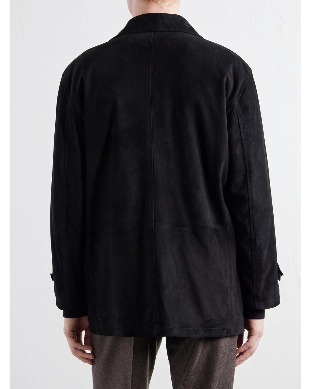 STÒFFA Black Double-Breasted Suede Jacket for men