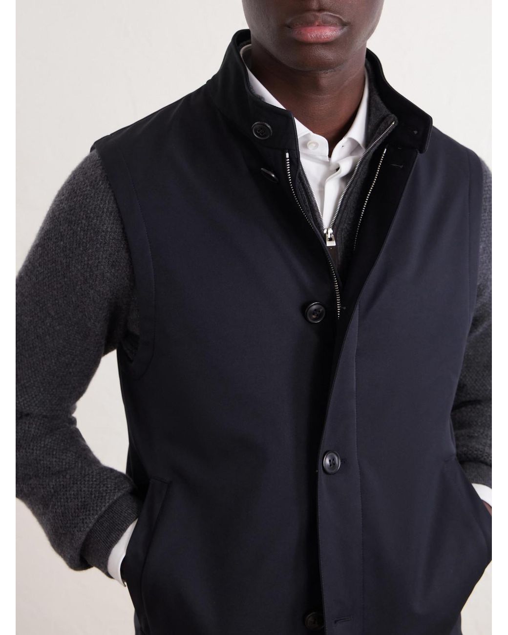 Zegna Blue Twill Padded Vest for men