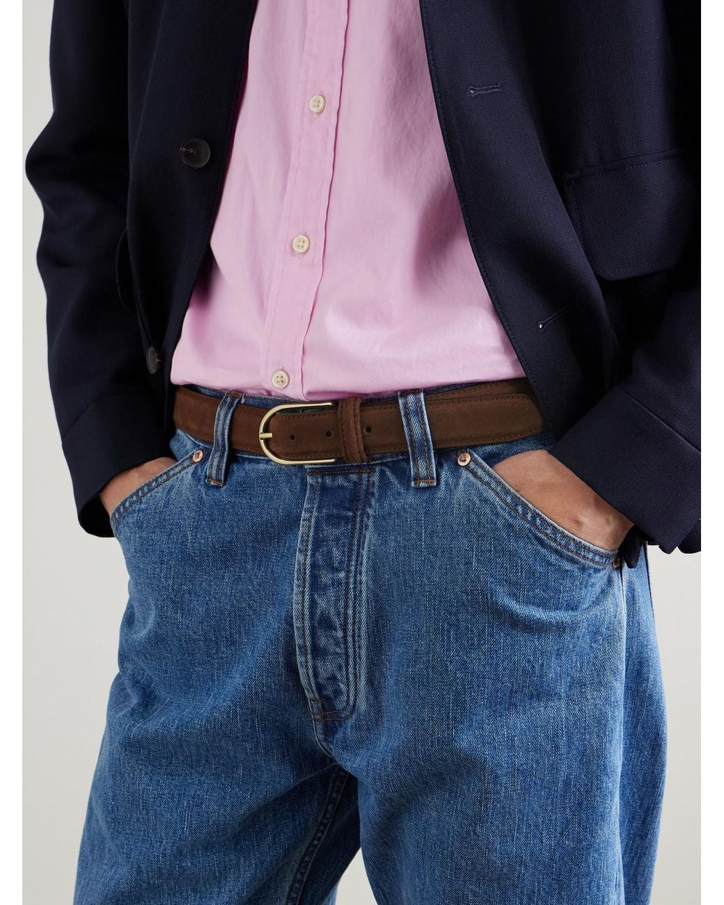 Andersons Brown 3Cm Suede Belt for men