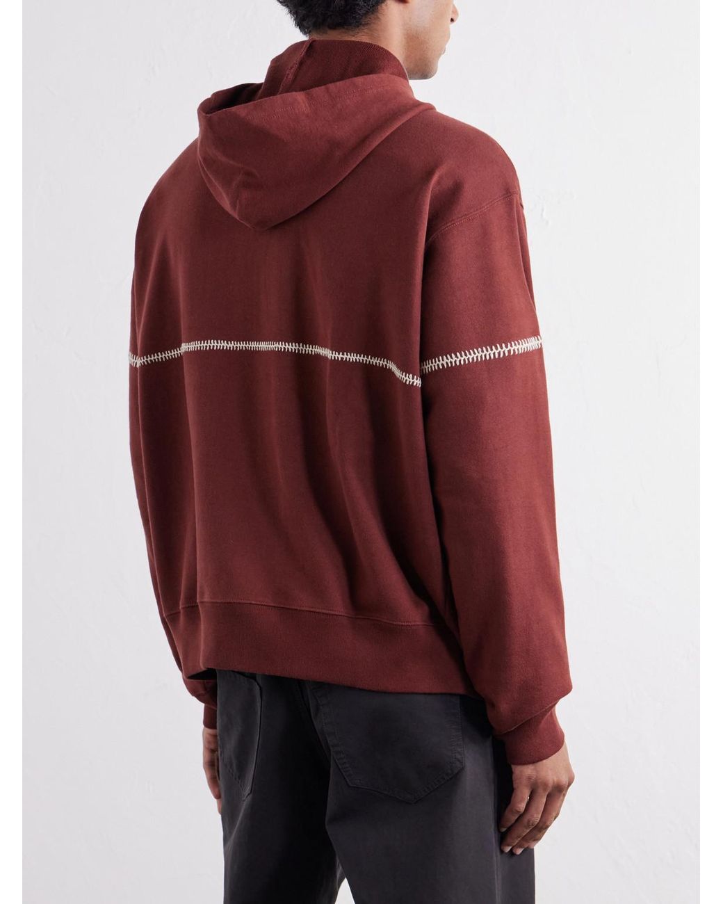 Kartik Research Red Rabari Cotton-Jersey Zip-Up Hoodie for men