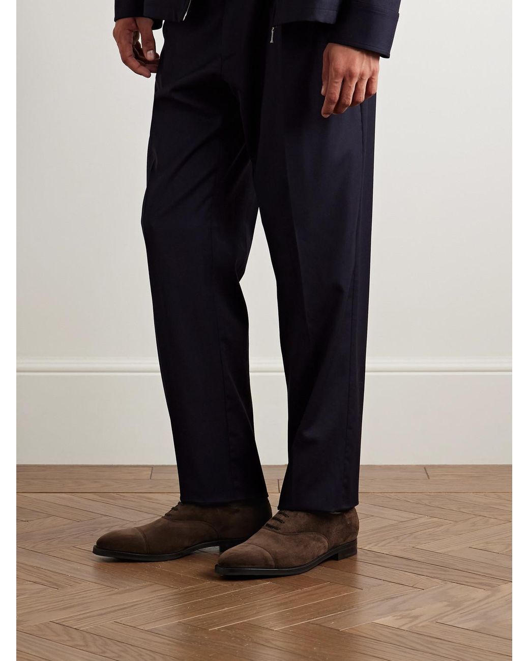 John Lobb Brown City Ii Cap-Toe Suede Oxford Shoes for men