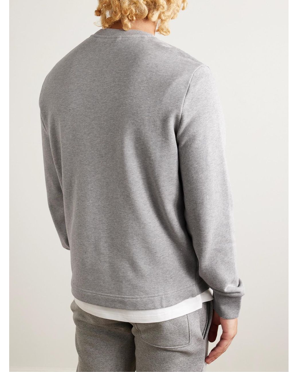 Moncler Gray Logo-Print Appliquéd Cotton-Jersey Sweatshirt for men