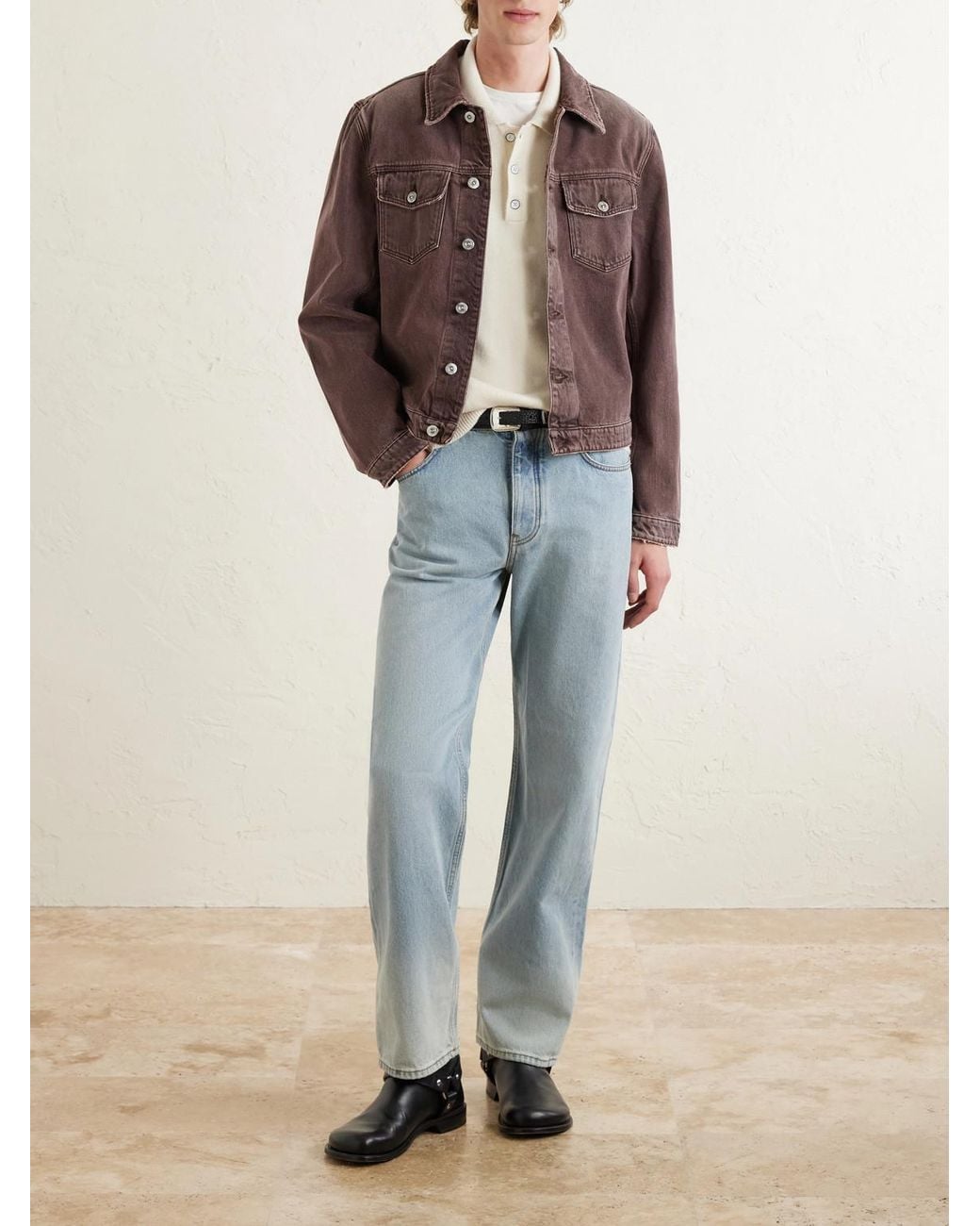 Our Legacy Purple Origin Distressed Denim Jacket for men