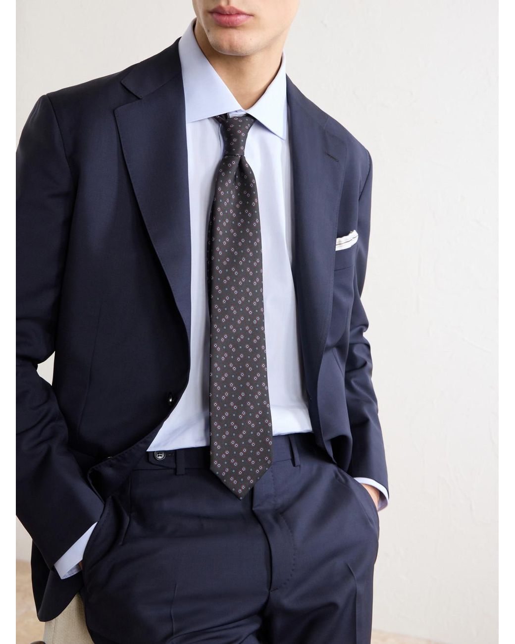 Brioni White 8Cm Silk-Jacquard Tie for men