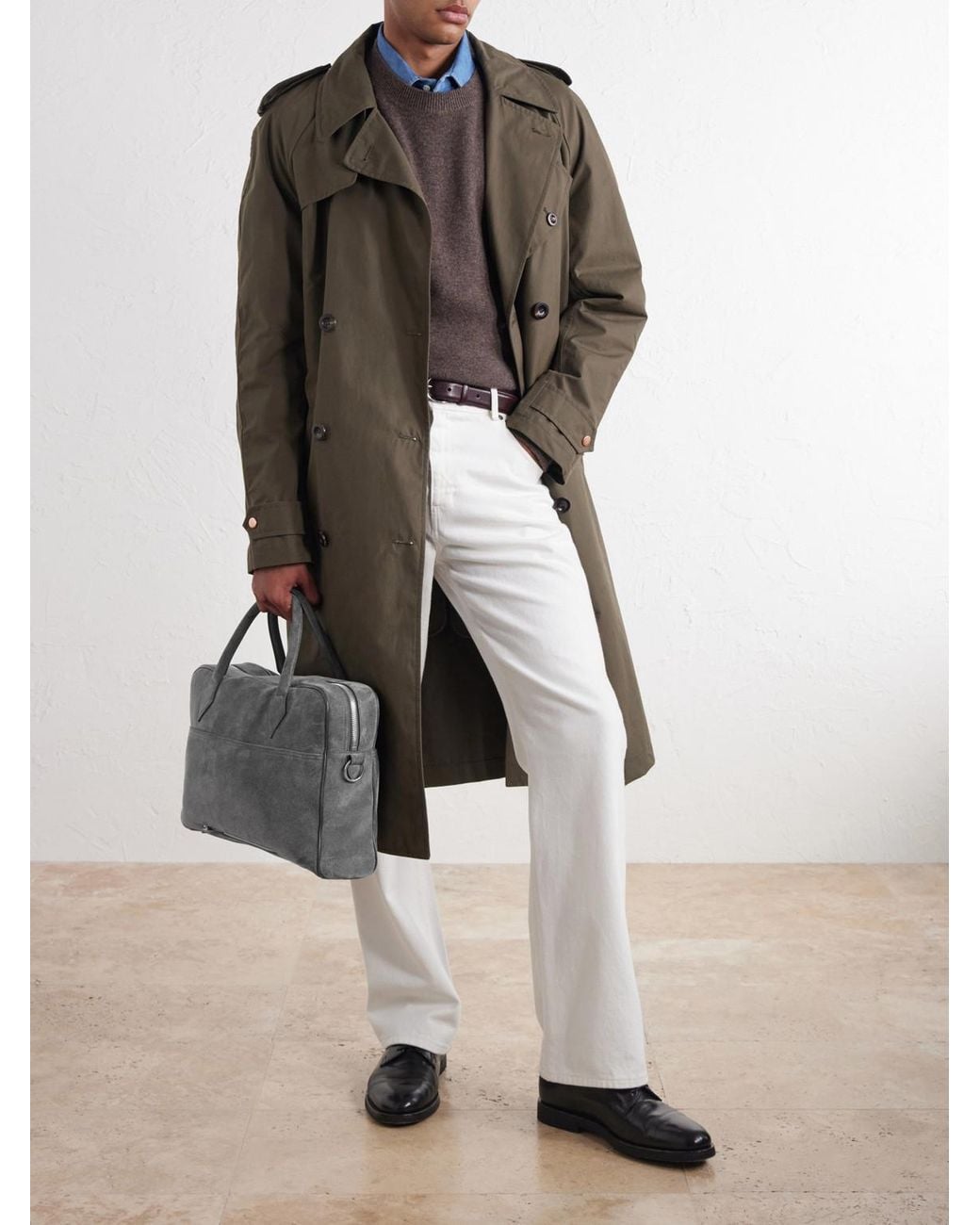 Metier Gray Closer Suede Briefcase for men