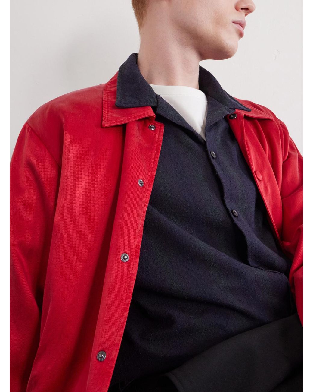 A.PRESSE Blue Camp-Collar Checked Silk Shirt for men