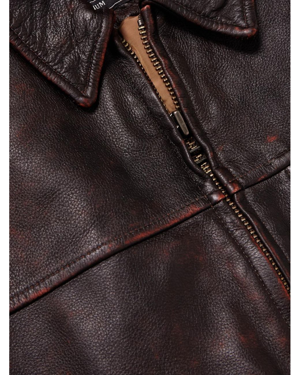 FRIZMWORKS Gray Distressed Leather Jacket for men