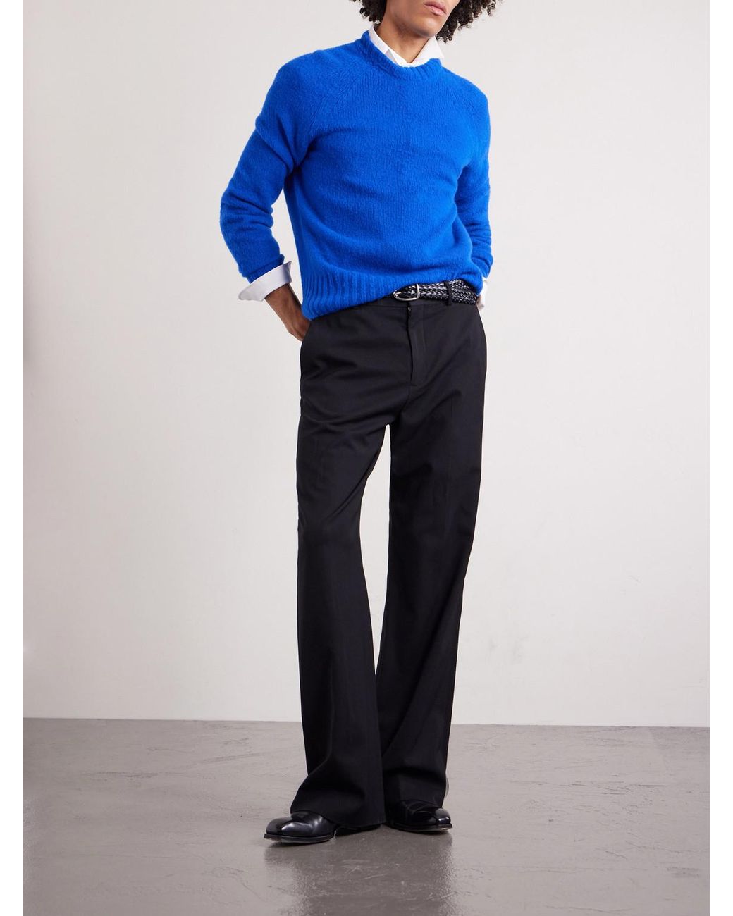 Tom Ford Blue Brushed Cashmere Sweater for men