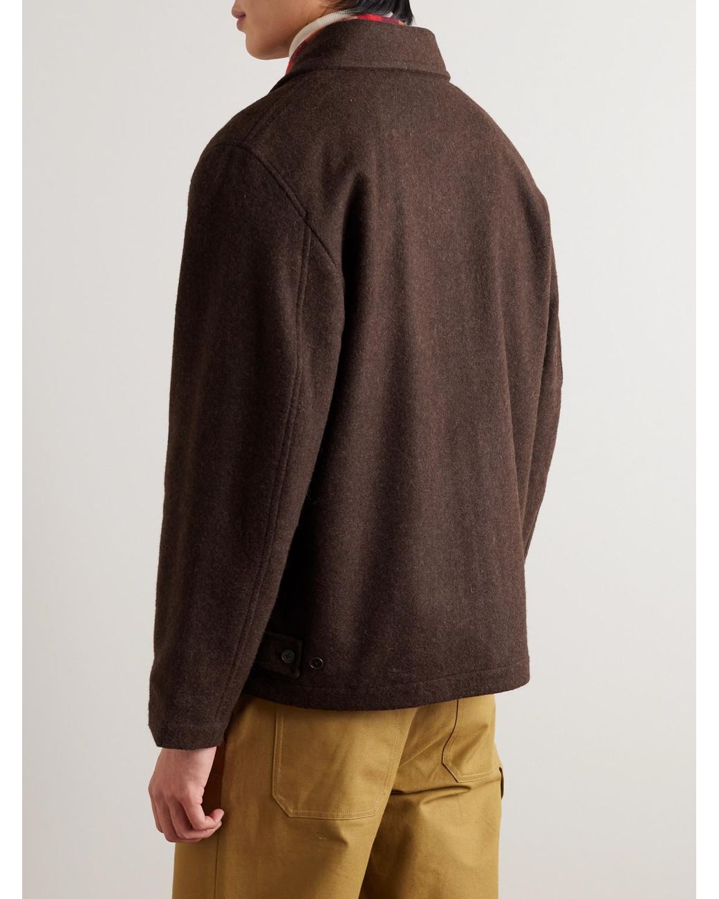 Universal Works Melton Wool-blend Jacket in Brown for Men | Lyst UK
