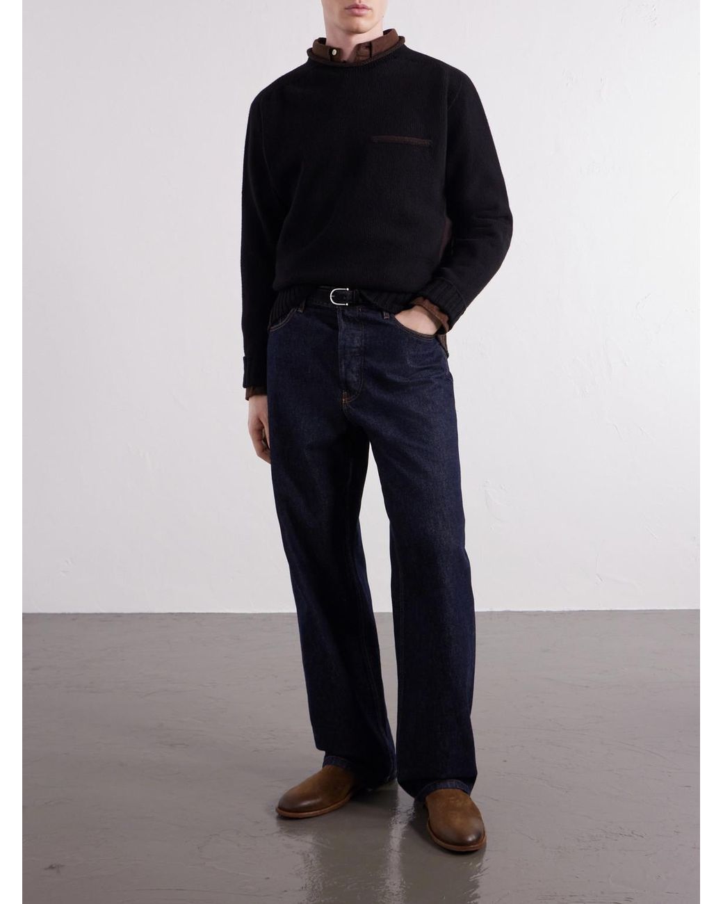 Inis Meáin Blue Lambswool Sweater for men