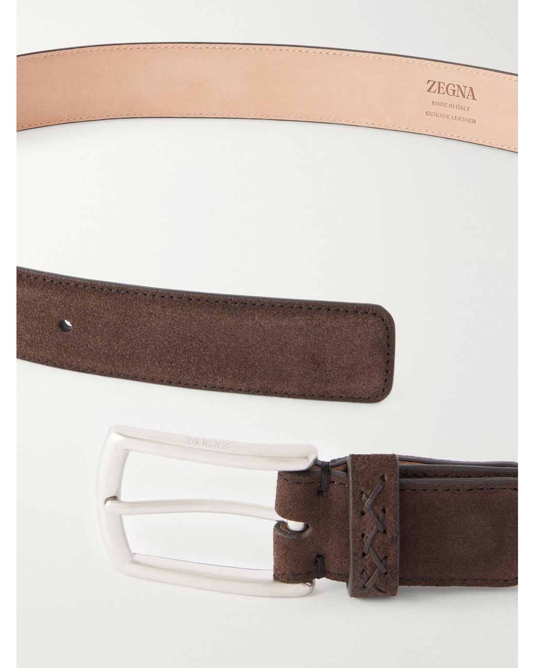 Zegna Brown 3 Cm Suede Belt for men