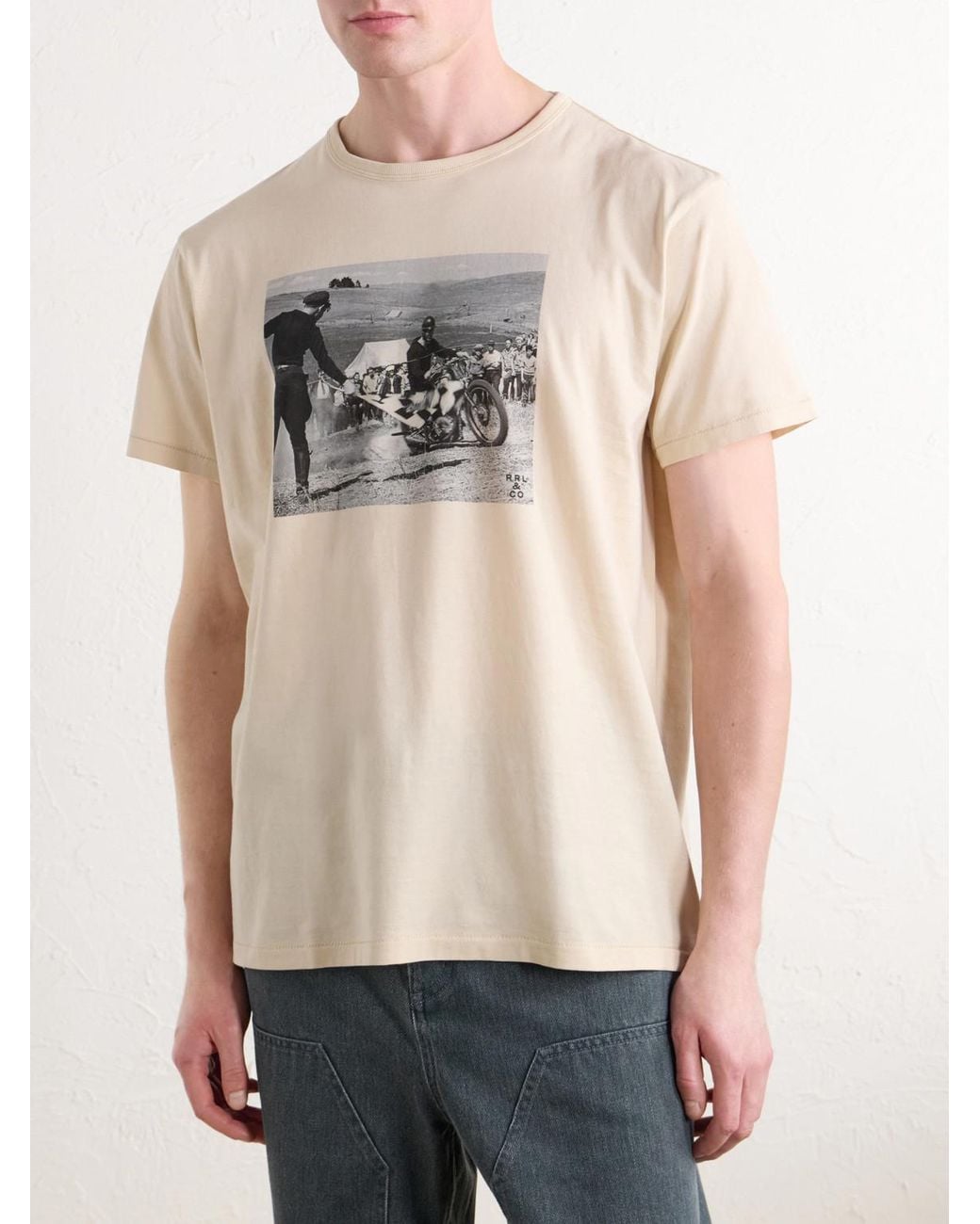 RRL Natural Garment-Dyed Printed Cotton-Jersey T-Shirt for men
