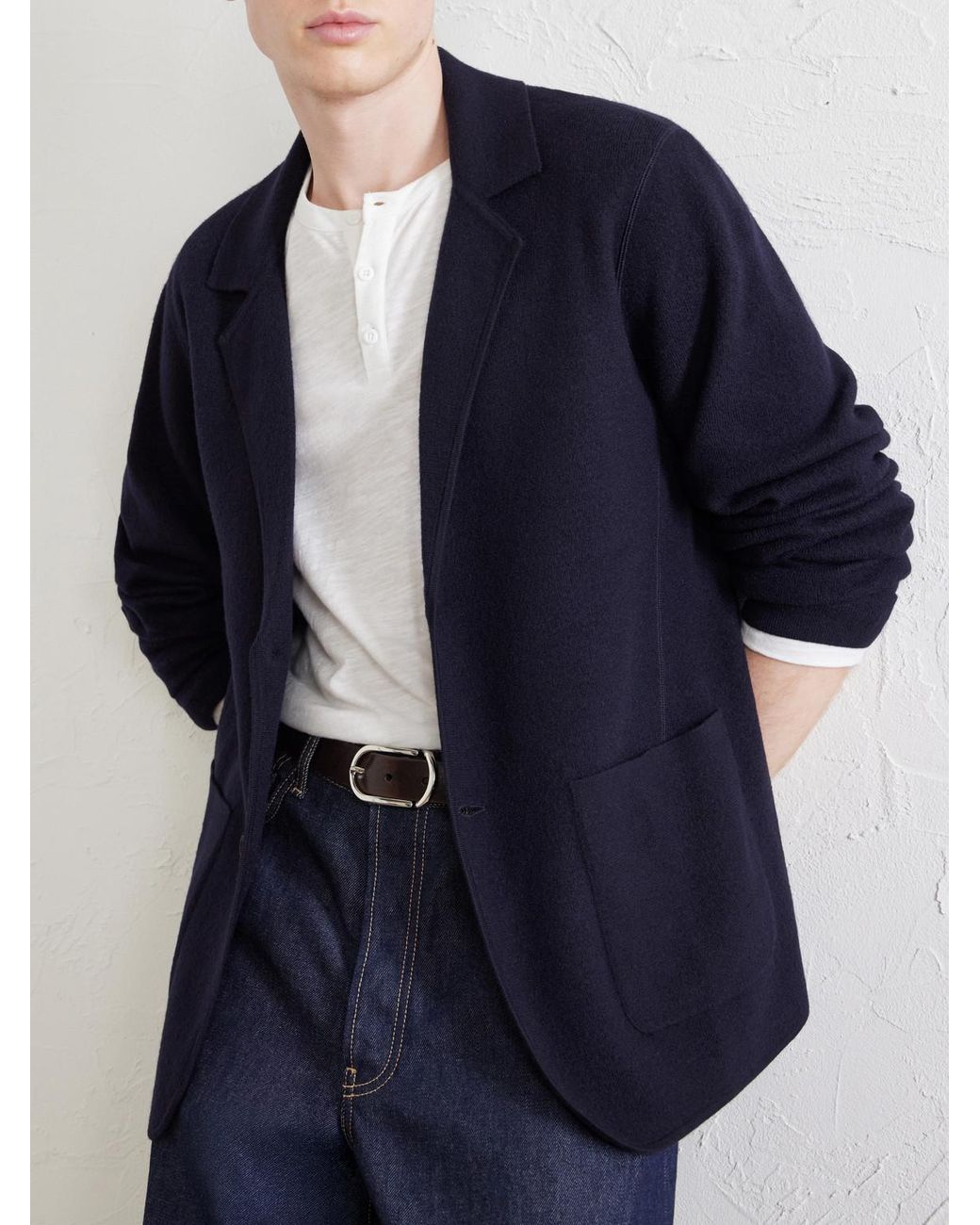 Paul Smith Blue Knitted Merino Wool Blazer for men