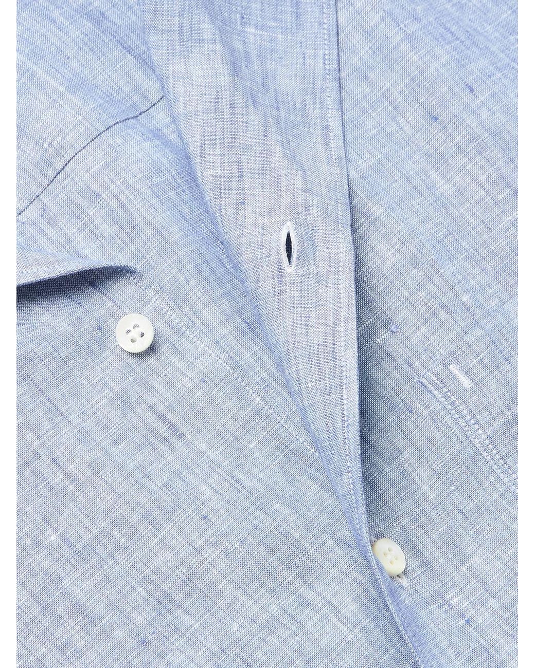 Loro Piana Blue Federico Camp-collar Linen Shirt for men