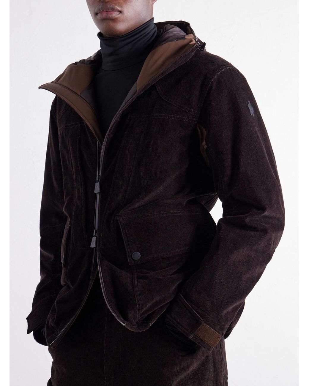 Moncler Black Airolo Hooded Cotton-Blend Tech-Corduroy Ski Jacket for men