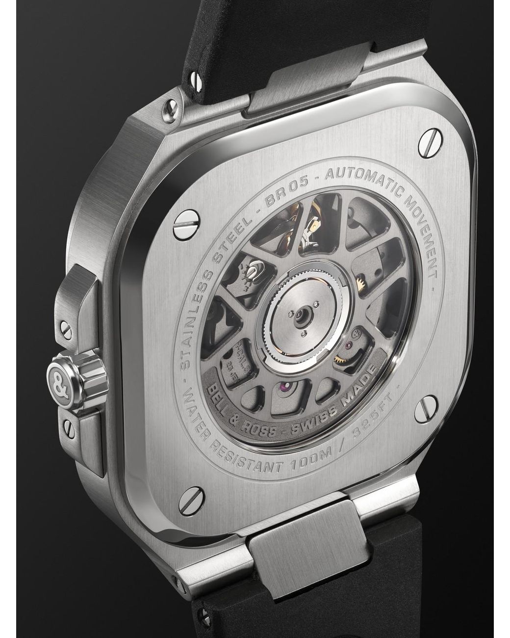 Bell & Ross Black Br 05 Automatic Gmt Stainless Steel Watch, Ref. Br05g-si-st/srb Bu23nov for men