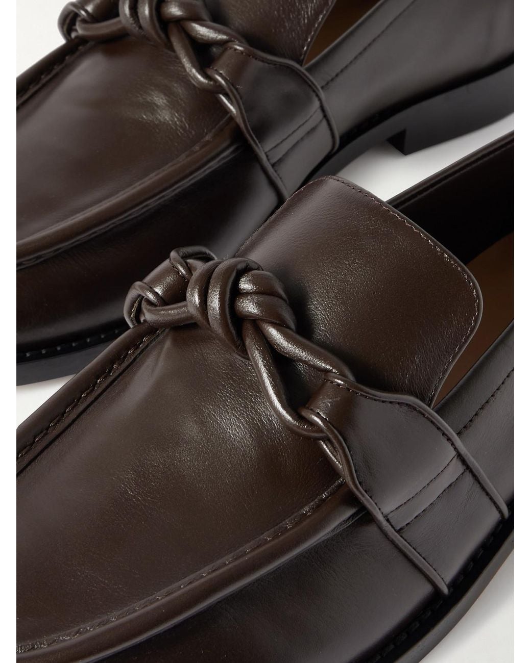Bottega Veneta Black Astaire Knot-Detailed Leather Loafers for men