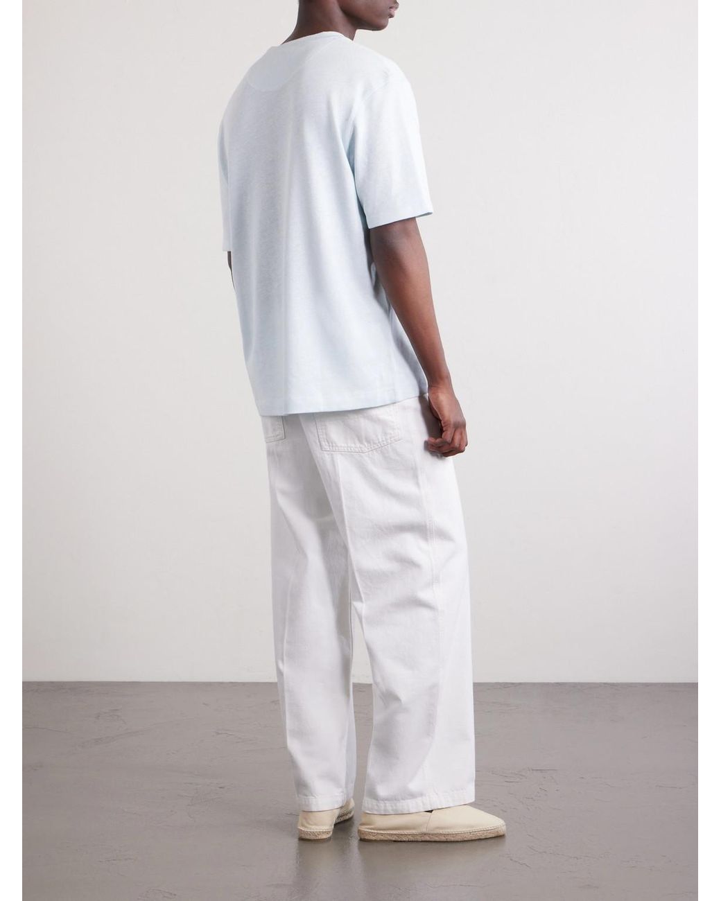 Mr P. Blue Linen And Organic Cotton-Blend T-Shirt for men