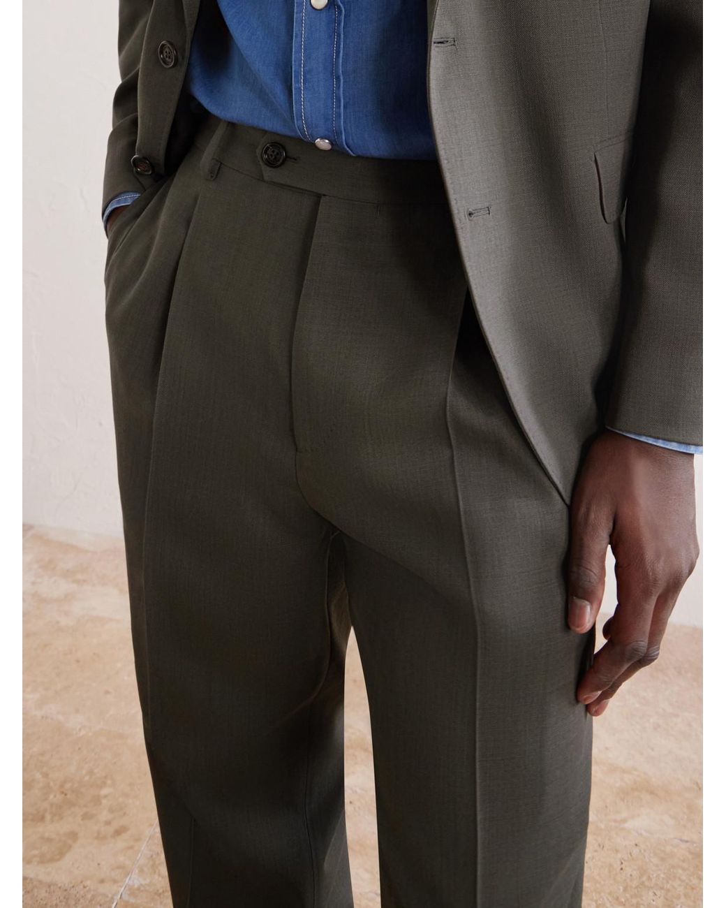 Brunello Cucinelli Gray Straight-Leg Wool Suit Trousers for men