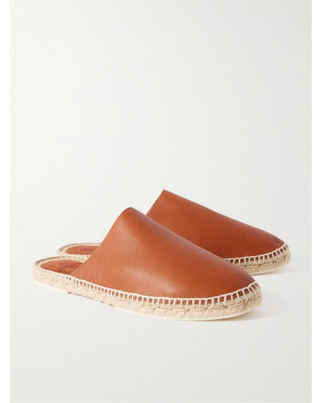 Loro Piana Brown Seaside Walk Leather Backless Espadrilles for men