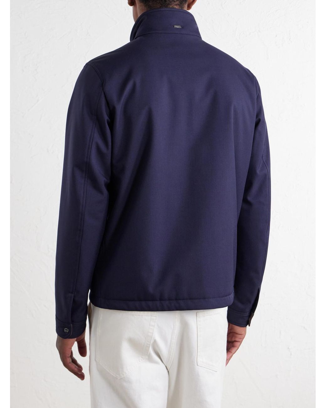 Herno Blue Padded Twill Bomber Jacket for men