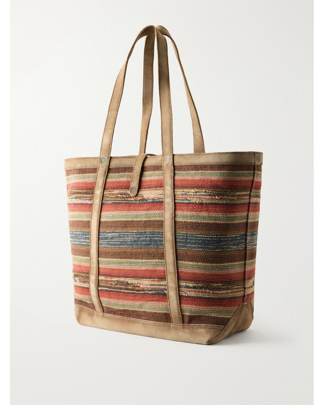 RRL Natural Murphy Medium Suede-Trimmed Woven Cotton Tote Bag for men