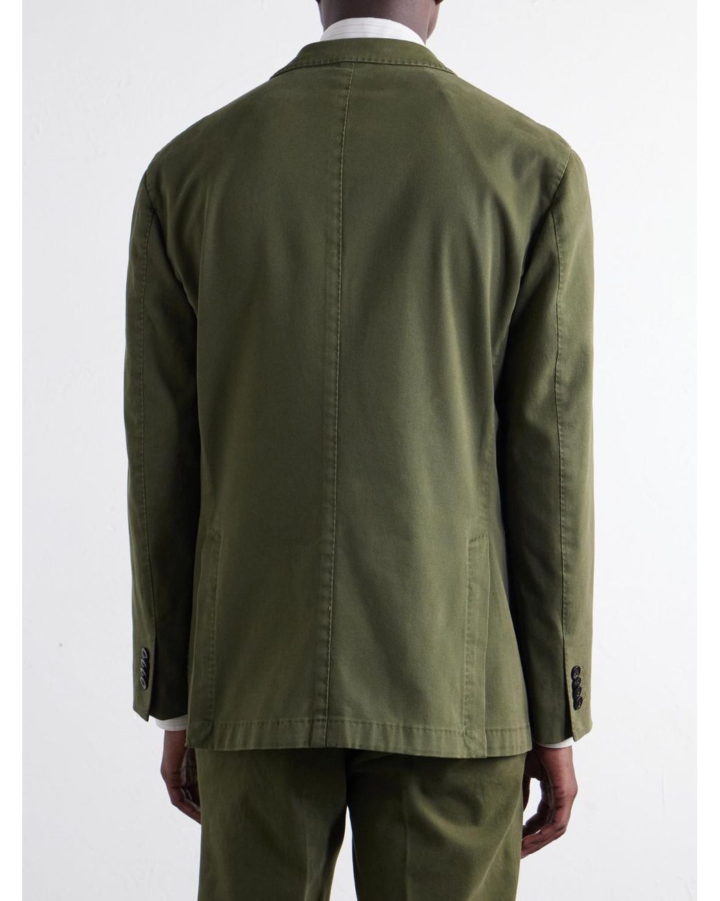 Boglioli Green Stretch Cotton-Twill Suit Jacket for men