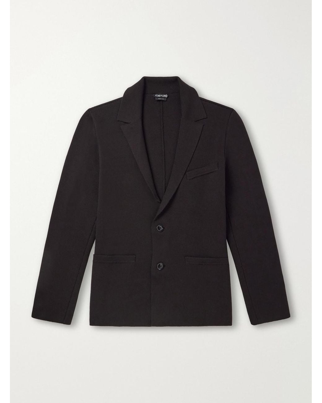 Tom Ford Black Knitted Wool-Blend Blazer for men