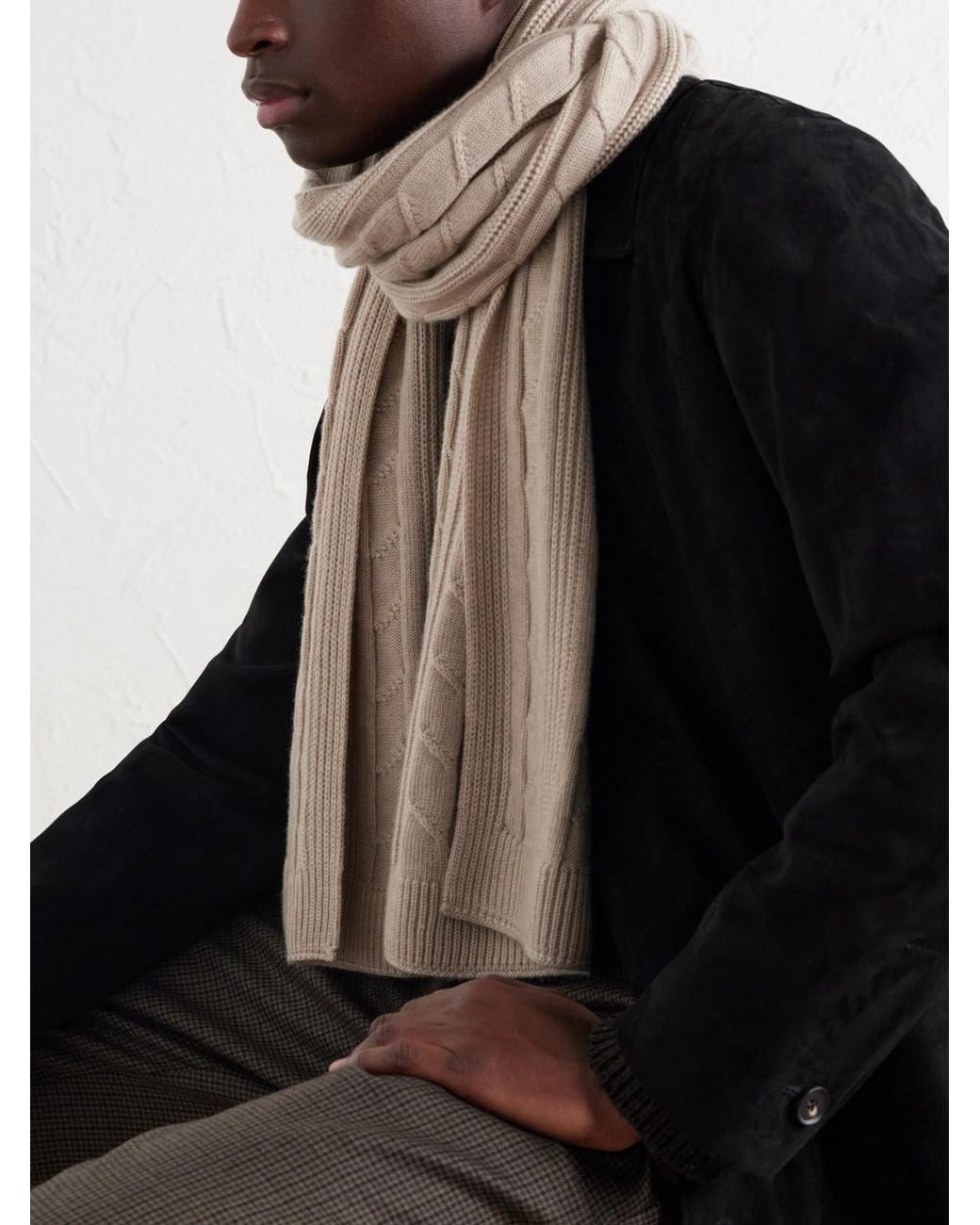 Zegna Natural Cable-Knit Cashmere Scarf for men