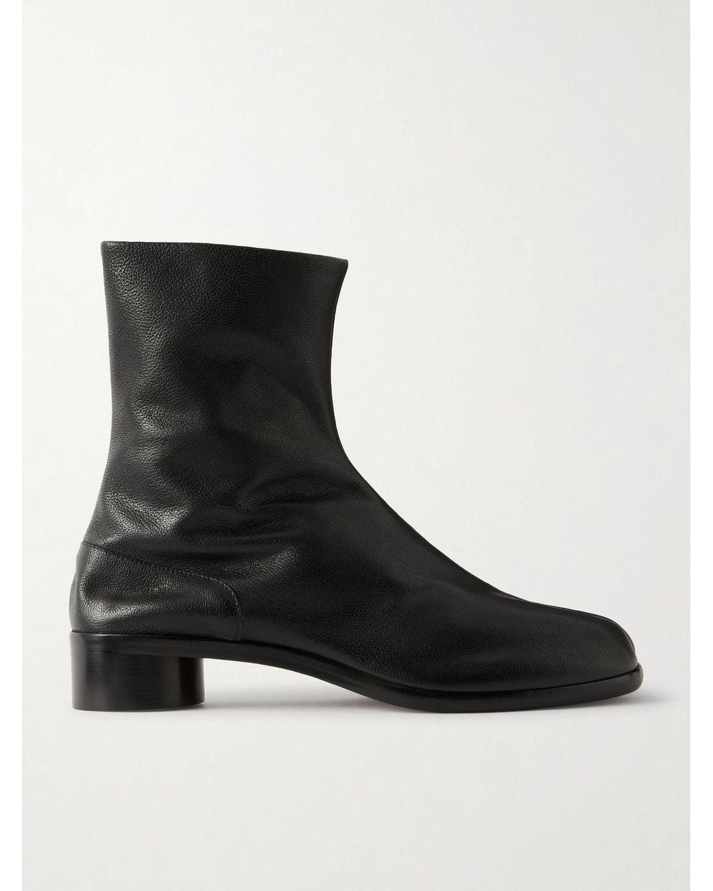Maison Margiela Black Tabi Split-Toe Textured-Leather Ankle Boots for men