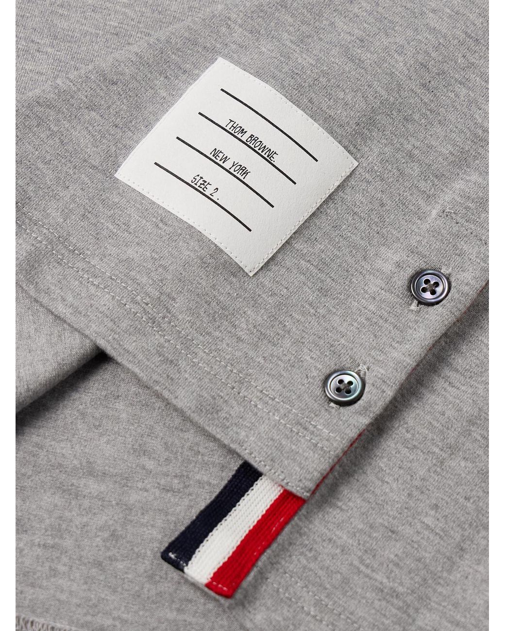 Thom Browne Gray Slim-Fit Grosgrain-Trimmed Cotton-Jersey T-Shirt for men