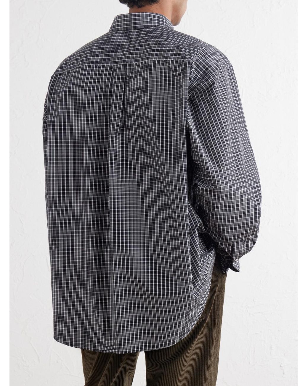 Loewe Gray Logo-Embroidered Checked Shirt for men