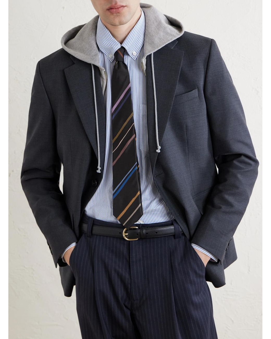 Paul Smith 8cm Striped Silk Tie in White für Herren