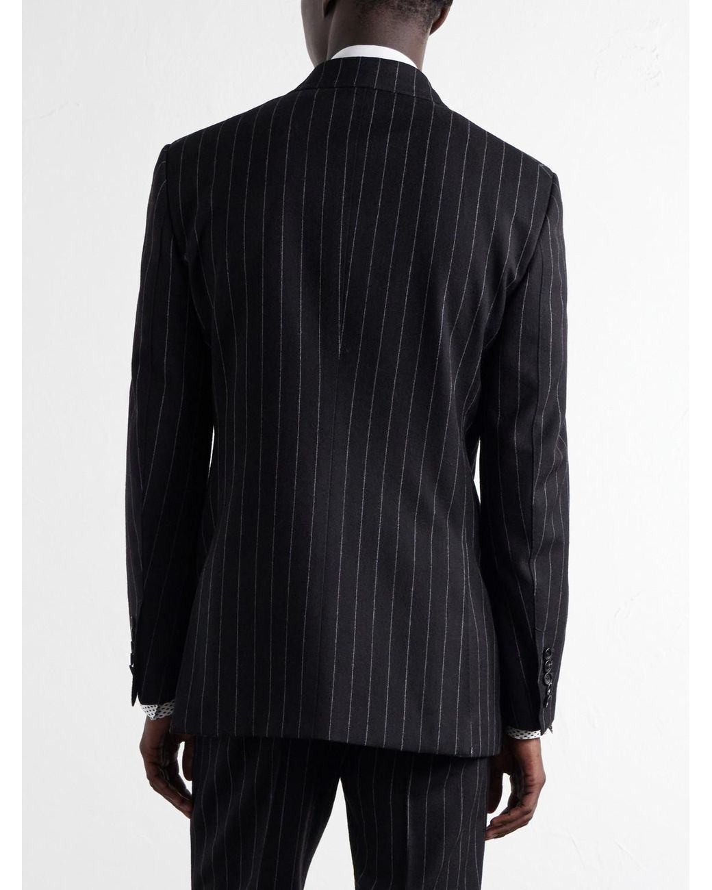 Tom Ford Black Double-Breasted Pinstriped Wool-Twill Suit Jacket for men