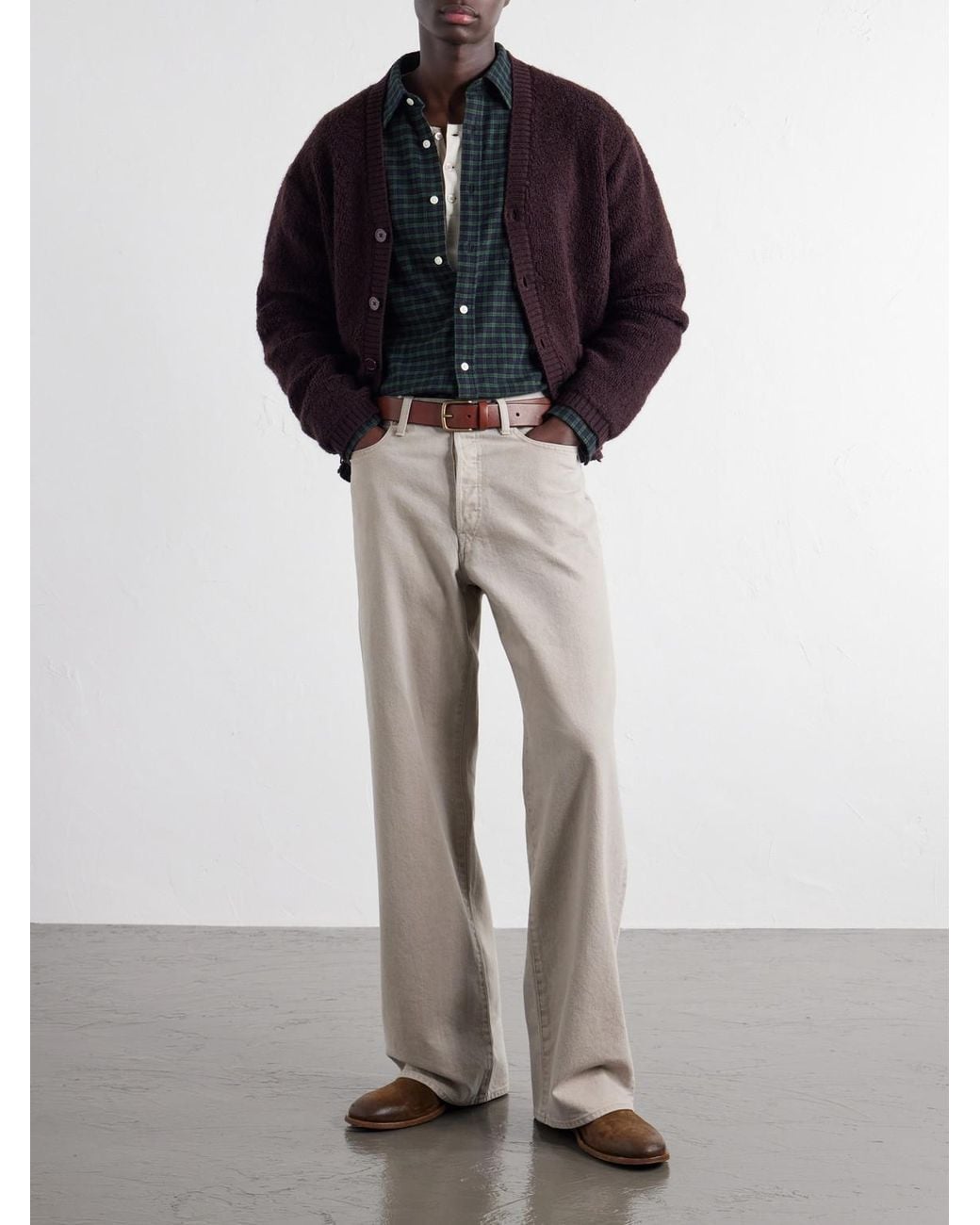 NN07 Brown 60064 Wool-Terry Fleece Cardigan for men