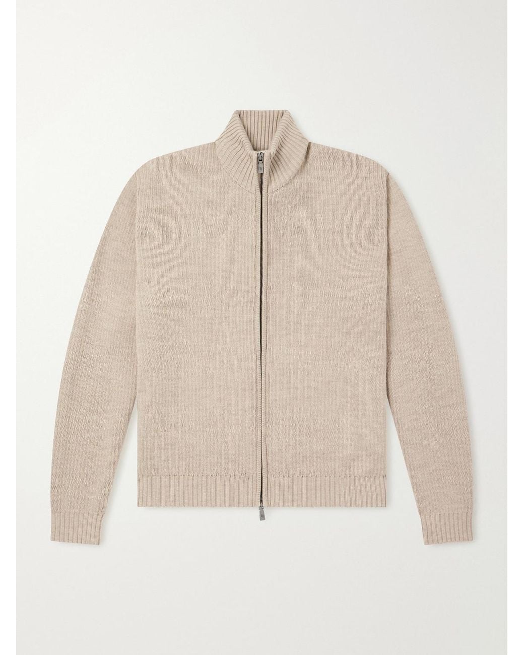 Frescobol Carioca Natural Minas Merino Wool Zip-Through Sweater for men