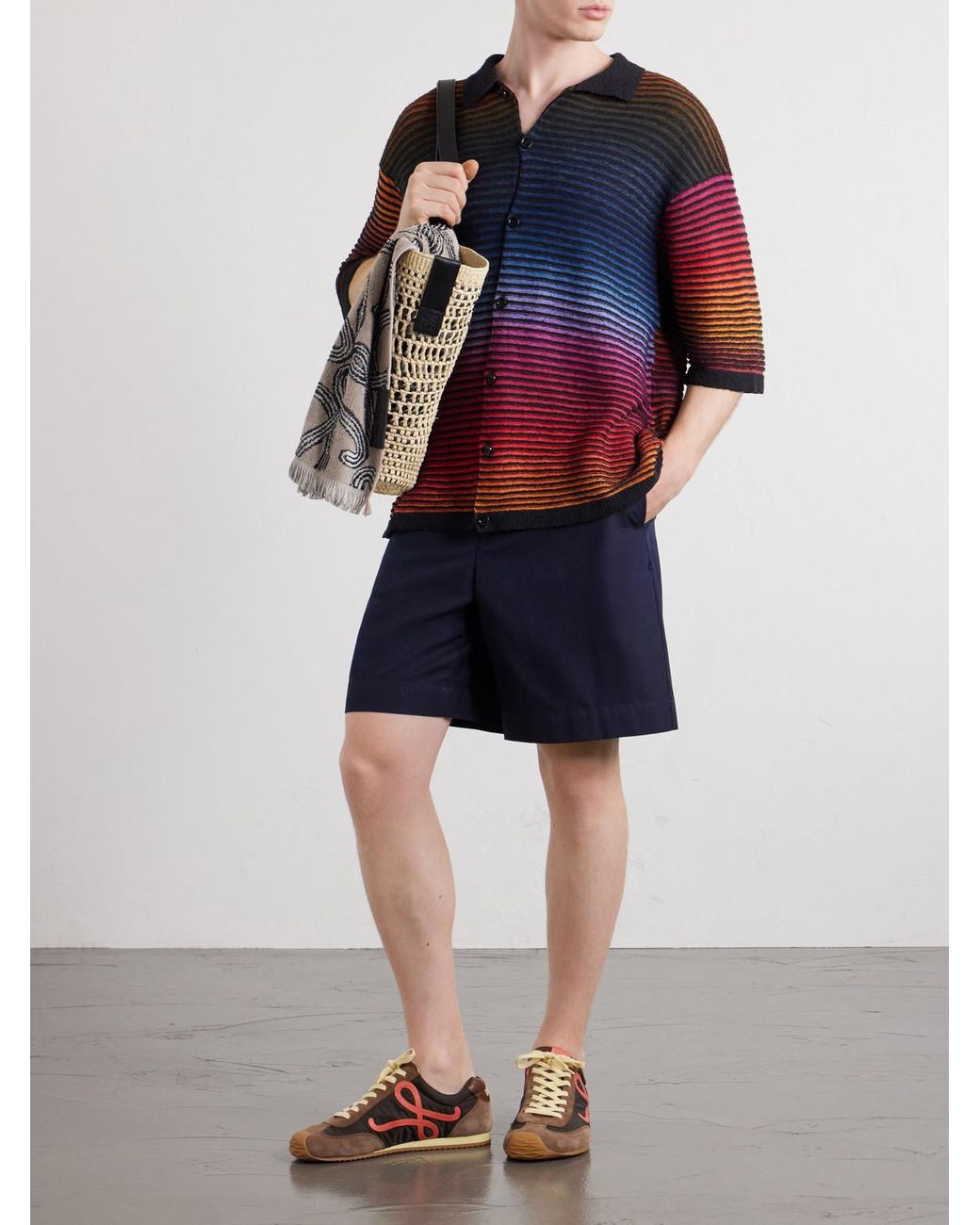 Loewe Blue Paula's Ibiza Knitted Cotton-Blend Shirt for men