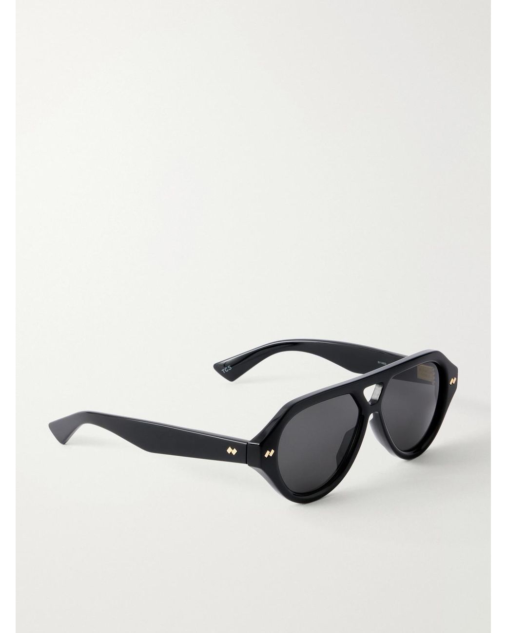 Bottega Veneta Black Bold Ribbon Stud Double-bridge Aviator-style Recycled-acetate Sunglasses for men