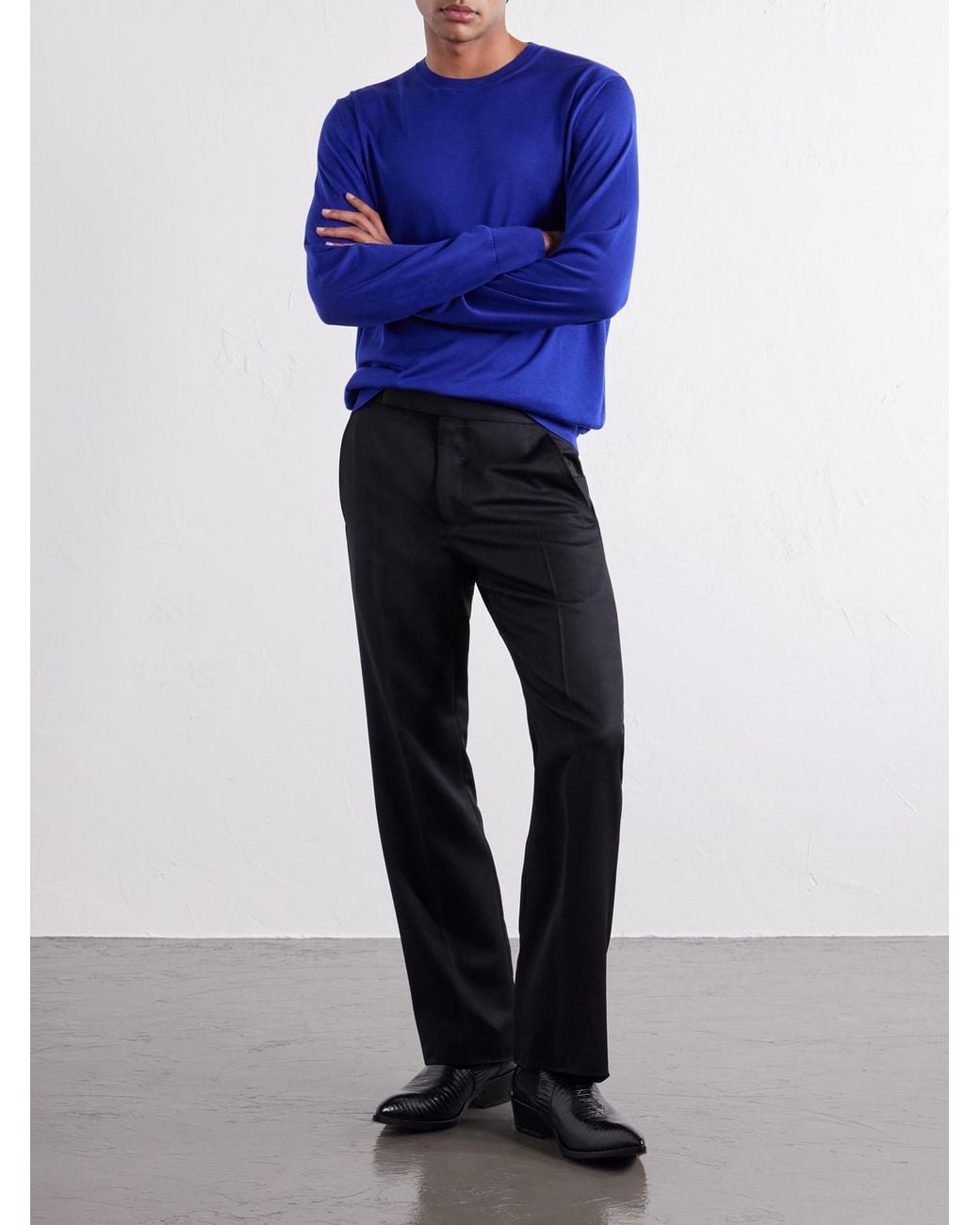 Tom Ford Blue Silk Sweater for men