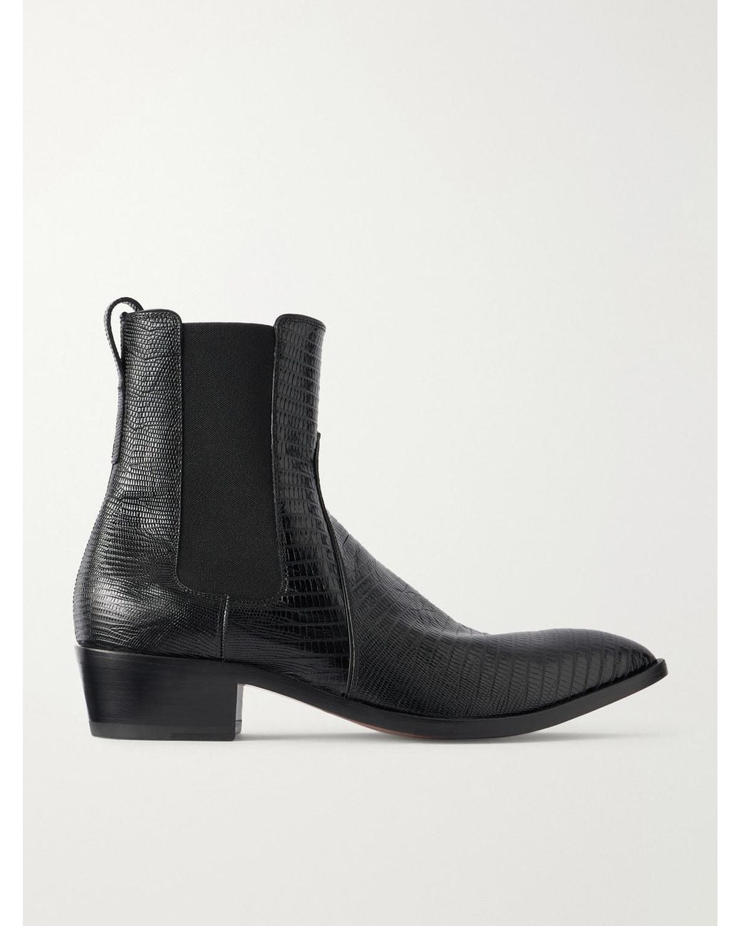 Tom Ford Black Dagger Lizard-Effect Leather Chelsea Boots for men