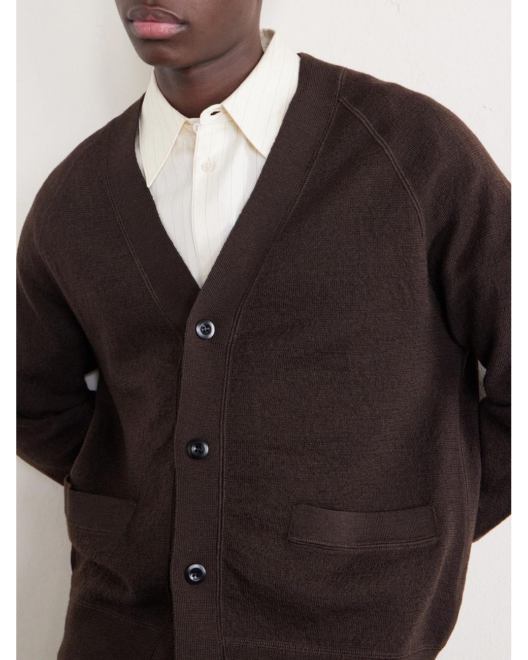 Margaret Howell Brown Merino Wool Cardigan for men