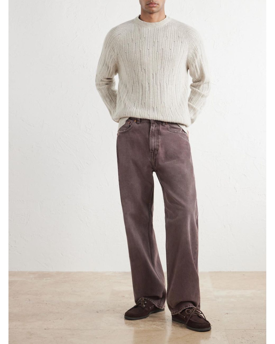 Inis Meáin Natural Stranded Sailor Merino Wool And Cashmere-Blend Sweater for men