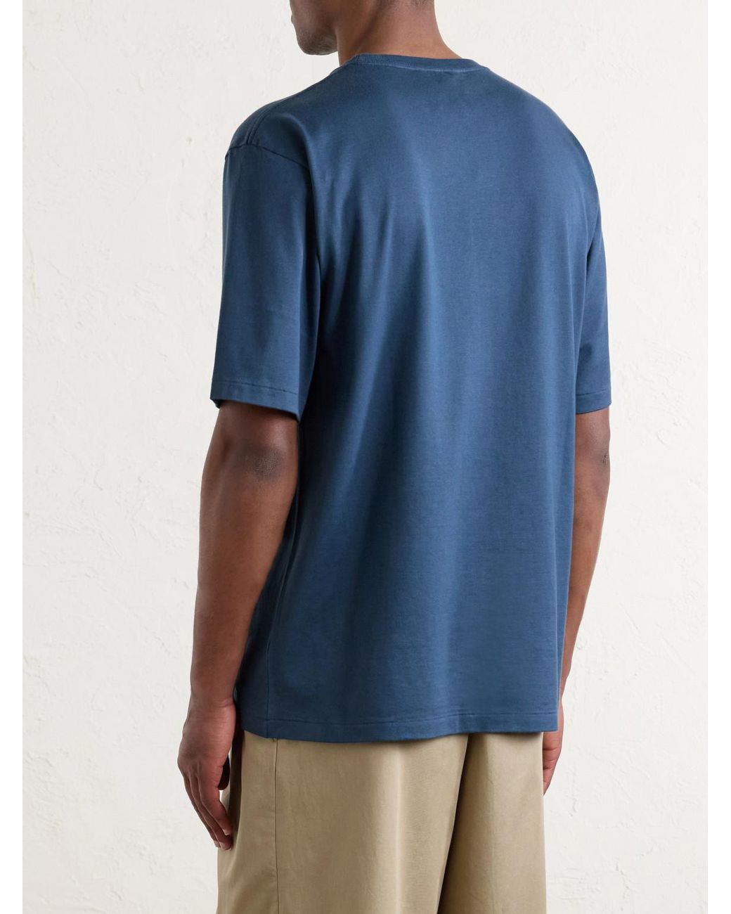 Auralee Blue Luster Cotton-jersey T-shirt for men