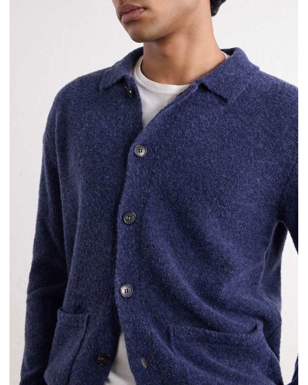 Slowear Blue Zanone Bouclé Wool-blend Cardigan for men